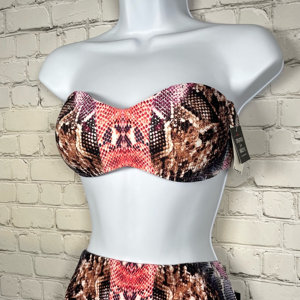 NWT Bar III Snake Print Bandeau Bikini Top XS